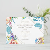 カラフルエレガント横結婚線 招待状 (スタンド正面)