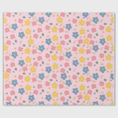 カラフルエレガント花柄の誕生日 ラッピングペーパー (フラット)