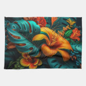 カラフルエレガント葉花 | キッチンタオル (横)