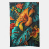 カラフルエレガント葉花 | キッチンタオル (縦)