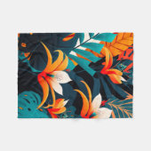 カラフルエレガント葉花 | フリースブランケット (正面(横))