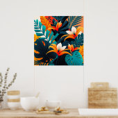 カラフルエレガント葉花 | ポスター (キッチン)