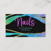 カラフルエレガント金ゴールドオンブラックグリッター爪、 ネイル 名刺 (正面)