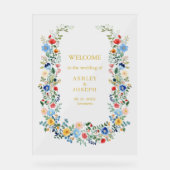 カラフルエレガント金ゴールド結婚歓迎 アクリルサイン (正面)