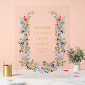 カラフルエレガント金ゴールド結婚歓迎 アクリルサイン (ウェディング)