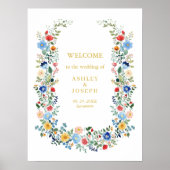 カラフルエレガント金ゴールド結婚歓迎 ポスター (正面)