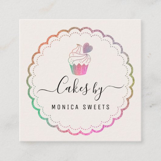 カラフルエレガント食堂 スクエア名刺 (正面)