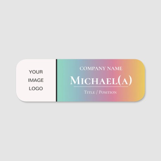 カラフルエレガントAmazing Gradient：ビジネスロゴ 名札 (正面)