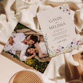 カラフルエレガントBoho Wildflower写真結婚の 招待状