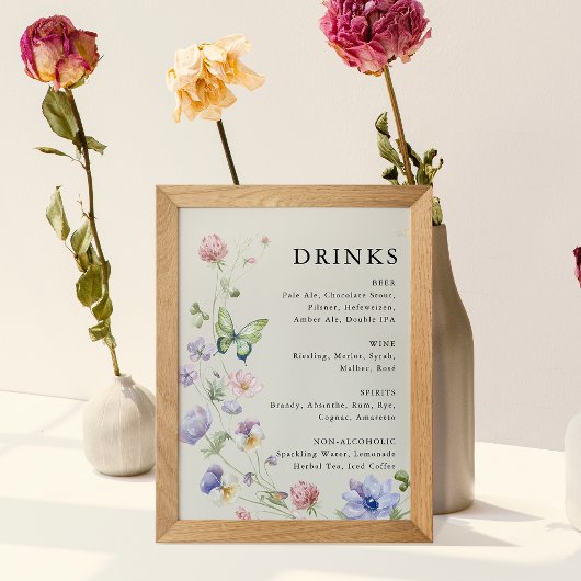 カラフルエレガントWildflower結婚 Drinks Poster フォトプリント