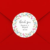 カラフルエレガントWildflower 結婚's Thank You ラウンドシール