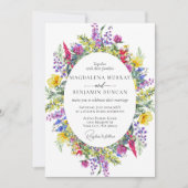 カラフルエレガントWildflowers & Herbes Frame結婚's 招待状 (正面)