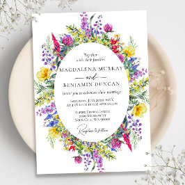 カラフルエレガントWildflowers & Herbes Frame結婚's 招待状