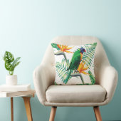 カラフルオウムとエキゾチック植物 クッション (椅子)