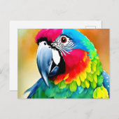 カラフルオウムポートレート ポストカード (正面/裏面)
