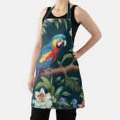 カラフルオウム熱帯ジャングル葉 エプロン (インサイチュ)