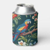 カラフルオウム熱帯ジャングル葉 缶クーラー (缶正面)