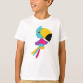 カラフルオウム、かわいいオウム、トロピカルオウム Tシャツ (正面)