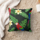 カラフルオウム&フローラプリント装飾用クッション クッション (ブランケット)