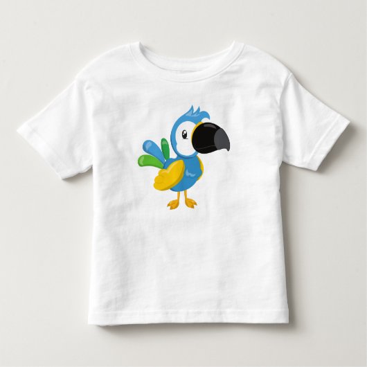 カラフルオウム、熱帯オウム、かわいいオウム トドラーTシャツ (正面)
