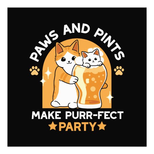 カラフルオクトーバーフェストキャットパーティー – ポーズとパイント フォトプリント (正面)