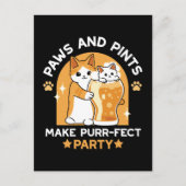 カラフルオクトーバーフェストキャットパーティー – ポーズとパイント ポストカード (正面)