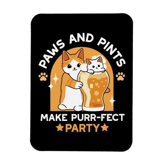 カラフルオクトーバーフェストキャットパーティー – ポーズとパイント マグネット (縦)