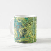 カラフルオリジナル抽象芸術絵画のグリーンアート コーヒーマグカップ (正面左)