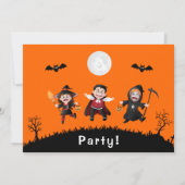 カラフルオレンジジャンピングハロウィーンキッズパーティー 招待状 (正面)