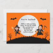 カラフルオレンジジャンピングハロウィーンキッズパーティー 招待状 (裏面)