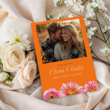 カラフルオレンジピンクフラワーフォトSave The Date