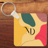 カラフルオーガニックモダン図形の背景 キーホルダー (正面)