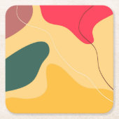 カラフルオーガニック抽象芸術の背景 スクエアペーパーコースター (正面)