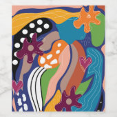 カラフルオーガニック植物学図解入りの、写真付きの ワインラベル (シングルラベル)