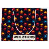 カラフルオーナメントカスタムメリークリスマス ラージペーパーバッグ (裏面)