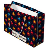 カラフルオーナメントカスタムメリークリスマス ラージペーパーバッグ (正面アングル)