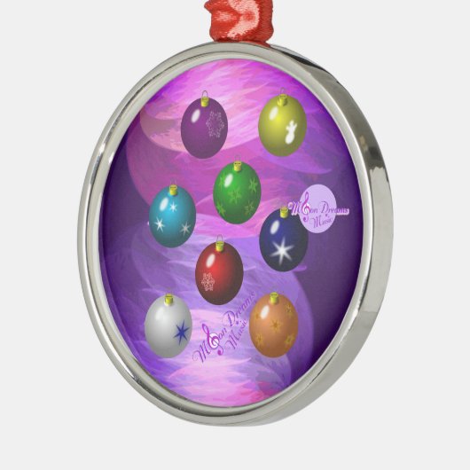カラフルオーナメントシルバーラウンドクリスマスオーナメント メタルオーナメント (左)