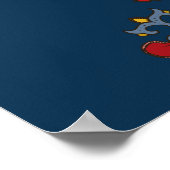 カラフルオーナメント模様ダークブルーのポスター ポスター (角)