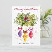 カラフルオーナメント水彩写真なしクリスマス シーズンカード (スタンド正面)