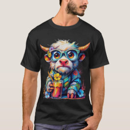 カラフルカウTシャツと冷たい飲み物 Tシャツ