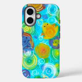 カラフルカエル レインボー ウォーター フォンケース iPhone 16ケース