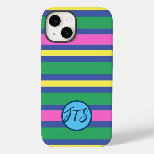 カラフルカスタマイズストライプMonogramのiPhoneケース付き Case-Mate iPhoneケース (裏面)