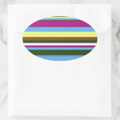カラフルカスタマイズデザイストライプザ 楕円形シール (バッグ)