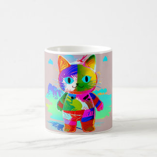 カラフルカスタマイズポップ・アートの抽象芸術クール猫 コーヒーマグカップ