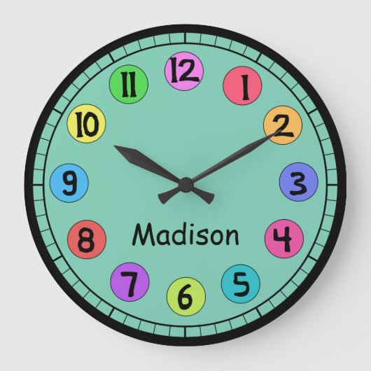 カラフルカスタマイズ可能なビッグナンバー時計 ラージ壁時計 (正面)