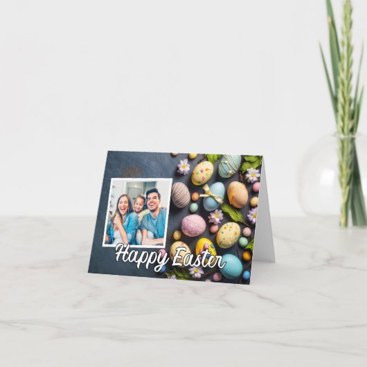 カラフルカスタムイースターエッグ写真テンプレート シーズンカード (正面)