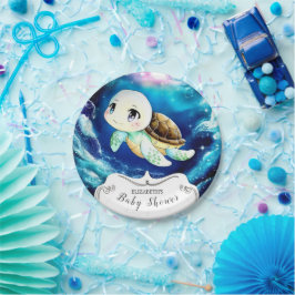 カラフルカスタムウミガメ赤ちゃんシャワー ペーパープレート