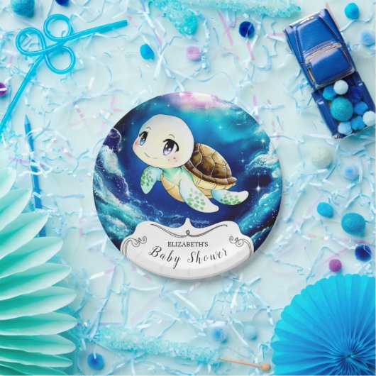 カラフルカスタムウミガメ赤ちゃんシャワー ペーパープレート (パーティー)