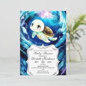 カラフルカスタムウミガメ赤ちゃんシャワー 招待状 (スタンド正面)