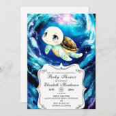 カラフルカスタムウミガメ赤ちゃんシャワー 招待状 (正面/裏面)